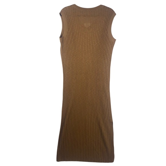 Pretty Garden Ribbed Knit Sleeveless Maxi Dress Women's Medium  V Neck Brown NWT - Picture 7 of 10